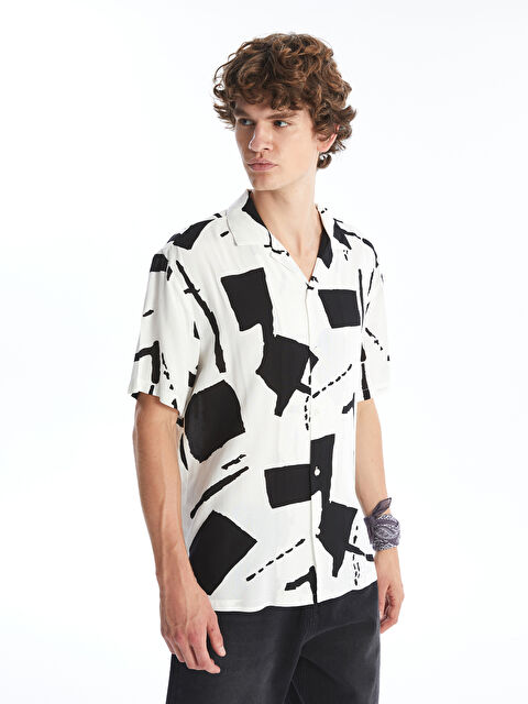 XSIDE Regular Fit Short Sleeve Patterned Viscose Men's Shirt - S4GU22Z8-LQJ