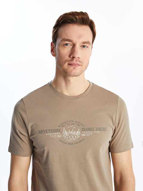 SOUTHBLUE Crew Neck Short Sleeve Printed Combed Cotton Men's T-shirt - S4GU43Z8-SXL