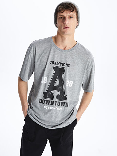 LCW ECO Crew Neck Short Sleeve Printed Combed Cotton Men's T-shirt - S4GU97Z8-CT3