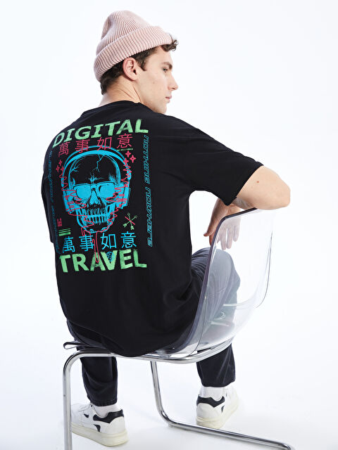 LCW ECO Crew Neck Short Sleeve Printed Combed Cotton Men's T-shirt - S4GV06Z8-CVL