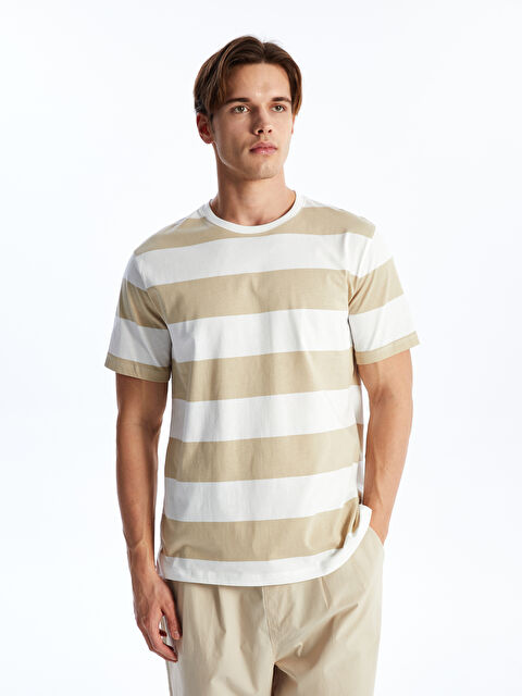 XSIDE Bisiklet Yaka Kısa Kollu Çizgili Penye Erkek Tişört - S4H077Z8-R9J
