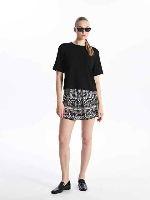 LCW ECO Beli Lastikli Rahat Kalıp Desenli Kadın Etek - S4H203Z8-LQJ