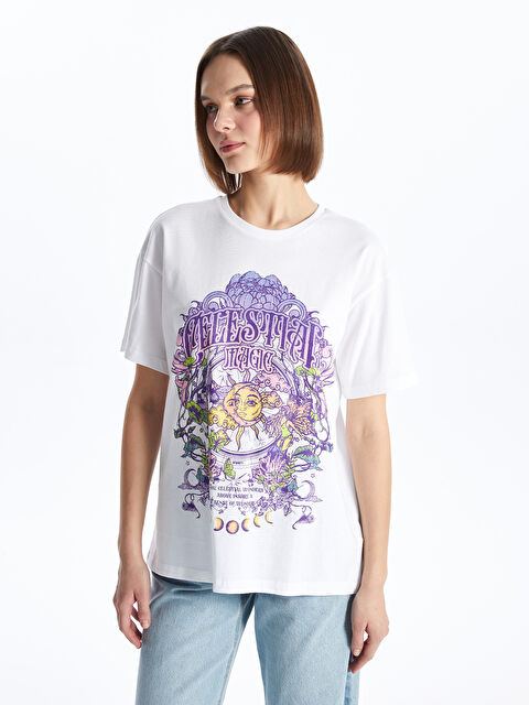 XSIDE Тениска с кръгло деколте, отпечатана, с къс ръкав за жени - S4H234Z8-R9J