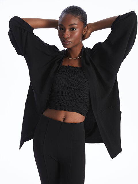 LCW Vision Şal Yala Düz Keten Karışımlı Oversize Kadın Kimono - S4H336Z8-CVL