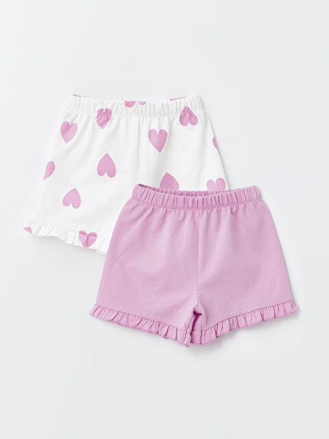 LCW Kids Beli Lastikli Baskılı Kız Bebek Şort 2'li - S4H349Z1-LRA