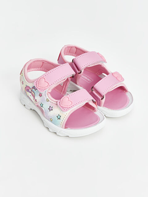 LCW STEPS Printed Hook and Loop Closure Baby Girl Sandals - S4H447Z1-F9C
