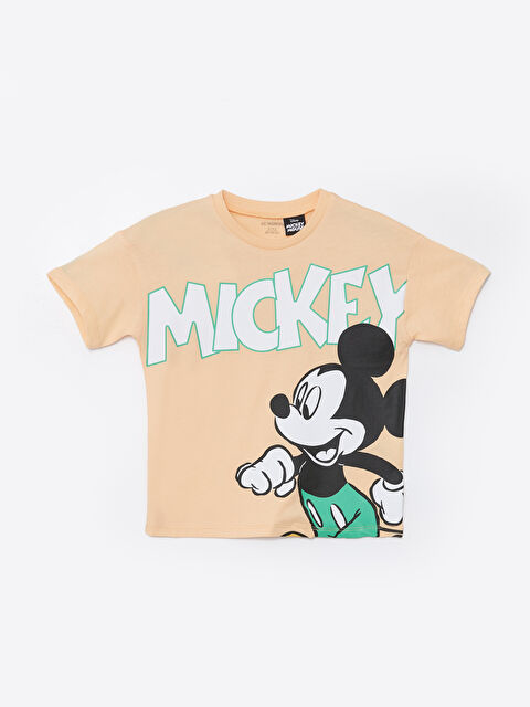 LCW Kids Crew Neck Short Sleeve Mickey Mouse Printed Baby Boys' T-Shirt - S4H498Z1-FVY