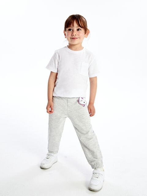 LCW Kids Elasticated Waist Printed Baby Girl Tracksuit Bottom - S4H537Z1-CT3