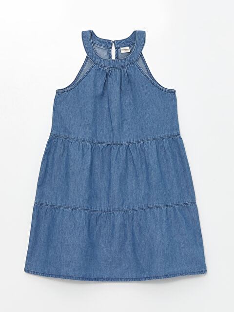 LCW Kids Halter Neck Girls' Denim Dress - S4H681Z4-H45