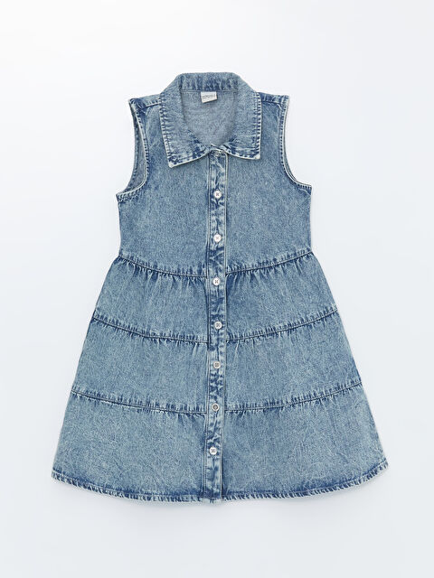LCW Kids Gömlek Yaka Kız Çocuk Jean Elbise - S4H750Z4-V2T