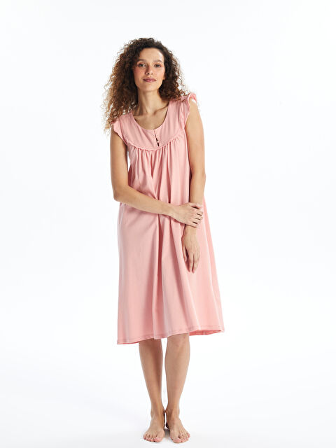 LCW DREAM Women's Crew Neck Plain Nightdress - S4H837Z8-FNA