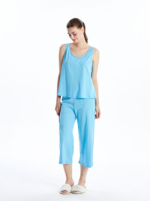 LCW DREAM Ensemble de Pyjamas Capri Uni pour Femmes à Col Rond - S4H857Z8-FN7