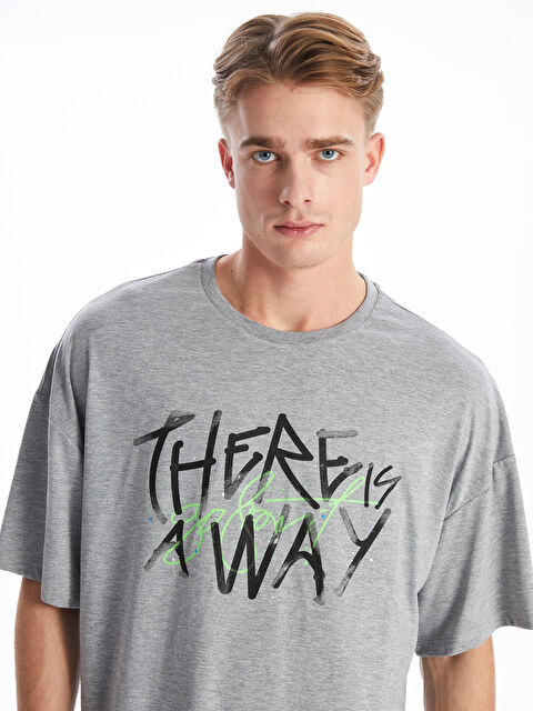 LCW ECO Crew Neck Short Sleeve Printed Combed Cotton Men's T-shirt - S4H974Z8-CT3