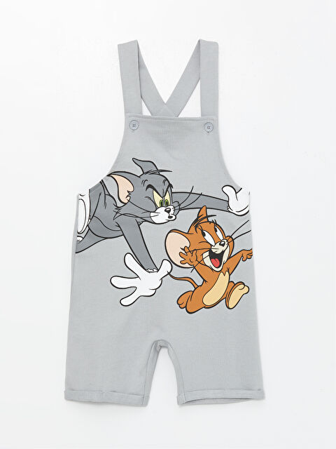 LCW Kids Kare Yaka Tom ve Jerry Baskılı Erkek Bebek Salopet - S4HA82Z1-FLG
