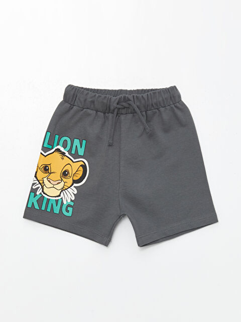 LCW Kids Elastic Waist Lion King Printed Baby Boys' Shorts - S4HA85Z1-HGL