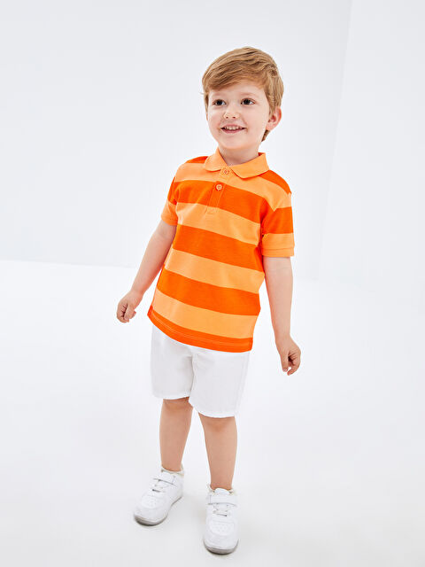 LCW Kids Polo Neck Short Sleeve Striped Baby Boys' T-Shirt - S4HE22Z1-LGZ
