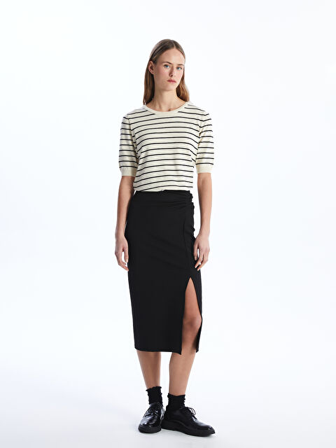 LCW Vision Dar Fit Düz A Kesim Krep Kadın Etek - S4HF76Z8-CVL