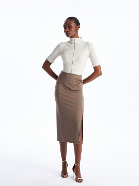 LCW Vision Dar Fit Düz A Kesim Krep Kadın Etek - S4HF76Z8-FN0