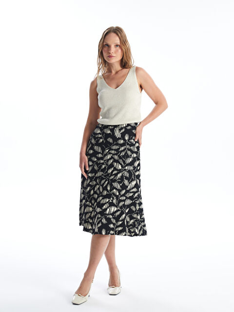 LCWAIKIKI Classic Beli Lastikli Desenli A Kesim Kadın Etek - S4HG77Z8-LQJ