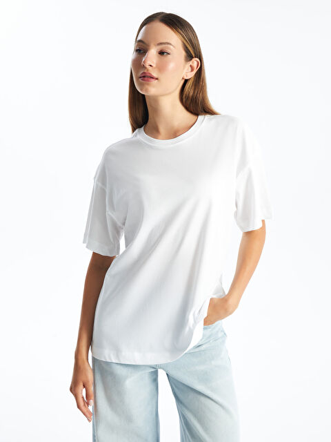 LCW Vision Crew Neck Plain Short Sleeve Oversize Women's T-Shirt - S4HH47Z8-Q6K