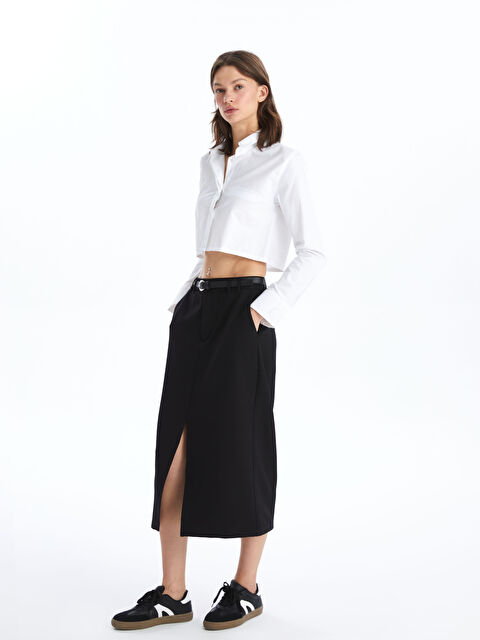 LCW Vision Beli Kemerli Standart Fit Kadın Etek - S4HH91Z8-CVL