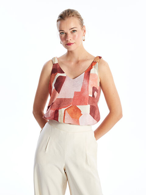 LCWAIKIKI Classic V-Neck Patterned Women's Blouse - S4HH95Z8-LT4