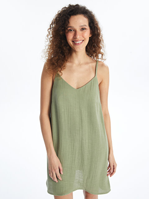 LCW DREAM V Yaka Düz Askılı Kadın Gecelik - S4HI12Z8-GHY