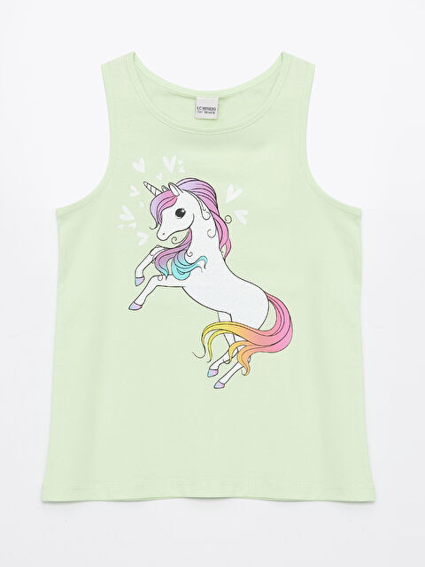 LCW Kids تيشيرت بدون أكمام مطبوع بياقة دائرية للبنات - S4HL25Z4-VGP