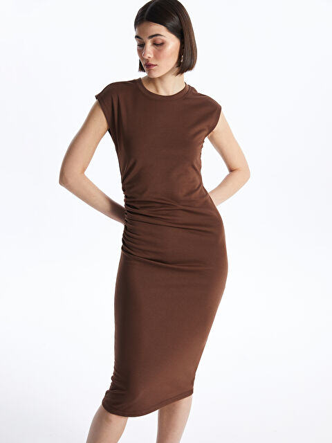 LCW Vision Bisiklet Yaka Düz Kısa Kollu Elbise - S4HN34Z8-HKQ