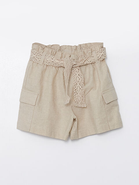 LCW Kids Beli Lastikli Kemerli Kız Bebek Şort - S4HN38Z1-V41