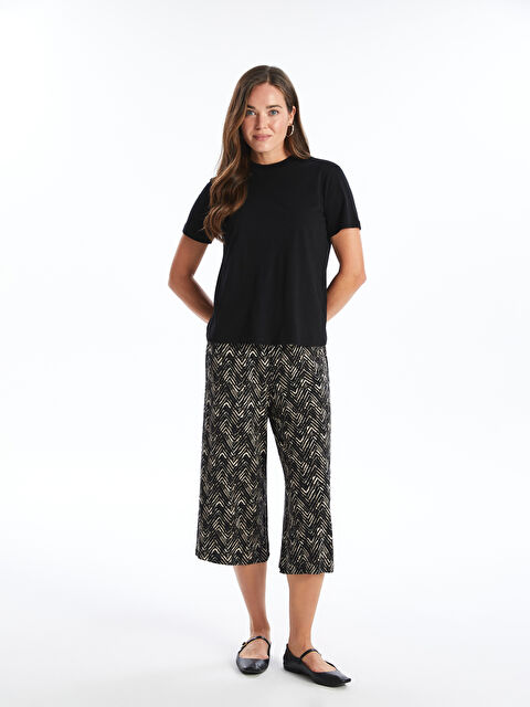 LCW Grace Beli Lastikli Desenli Kadın Kapri - S4HN82Z8-SW7