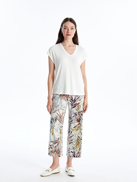 LCW Grace Beli Lastikli Desenli Kadın Kapri - S4HN82Z8-LQA