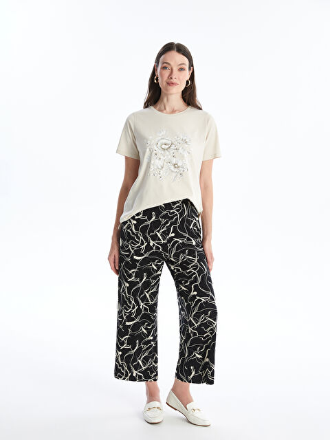 LCW Grace Beli Lastikli Desenli Kadın Kapri - S4HN82Z8-LQC