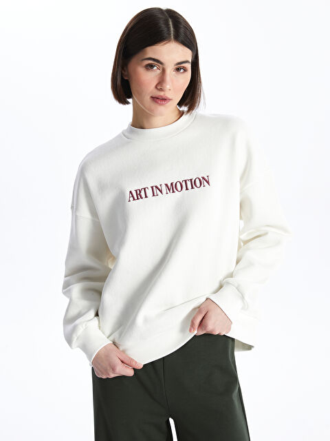 LCW Vision Crew Neck Embroidered Long Sleeve Oversize Women's Sweatshirt - S4HP52Z8-R9J