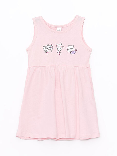 LCW ECO Crew Neck Printed Baby Girls' Dress - S4HQ68Z1-YBN
