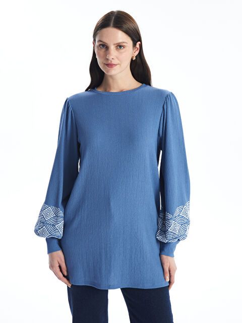 LCWAIKIKI Classic Bisiklet Yaka Desenli Kadın Tunik - S4HQ82Z8-G9Q