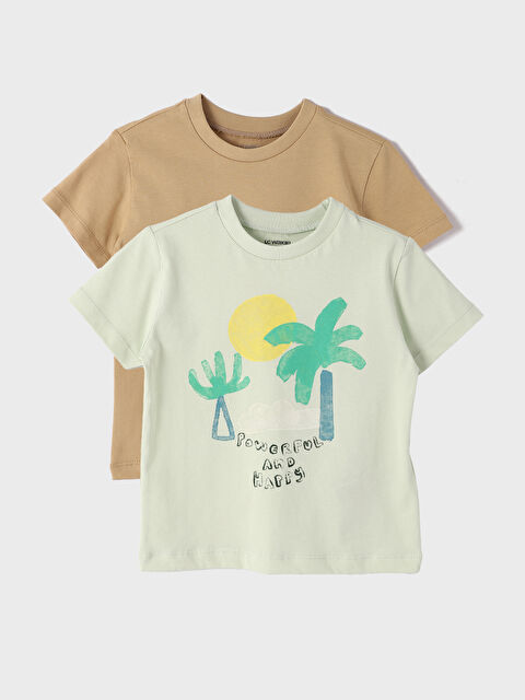 LCW Kids Crew Neck Short Sleeve Printed Baby Boys' T-Shirt 2 Pack - S4HR97Z1-FDT