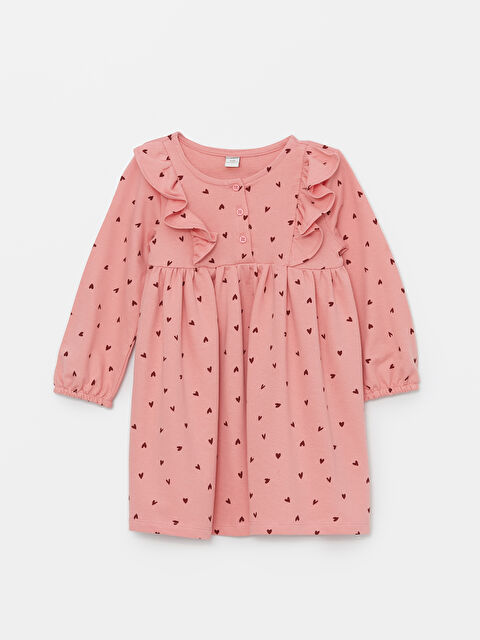 LCW Kids Crew Neck Printed Girls' Dress - S4HT22Z1-LT4
