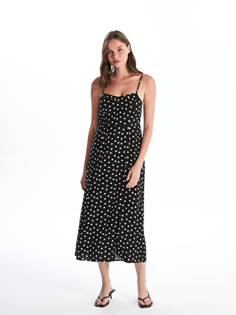 LCW Vision Kalp Yaka Puantiyeli İp Askılı Elbise