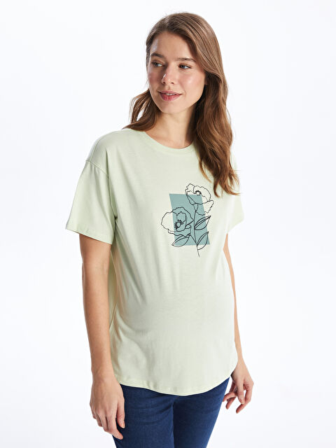 LCWAIKIKI Maternity Bisiklet Yaka Baskılı Kısa Kollu Hamile Tişört - S4HV68Z8-G0D