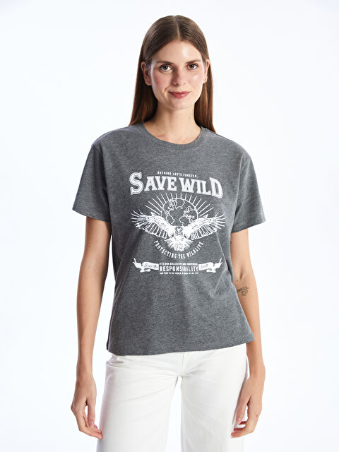 LCW ECO Crew Neck Printed Short Sleeve Women's T-Shirt - S4HY86Z8-L8N