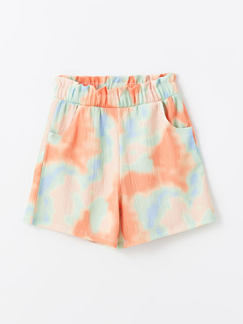 LCW Kids Beli Lastikli Batik Desenli Kız Çocuk Şort - S4I206Z4-F9C