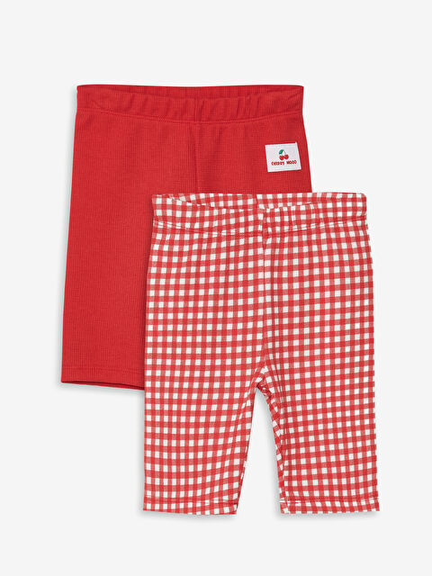 LCW Kids Beli Lastikli Ekose Desenli Kısa Kız Bebek Tayt - S4I250Z1-GQA