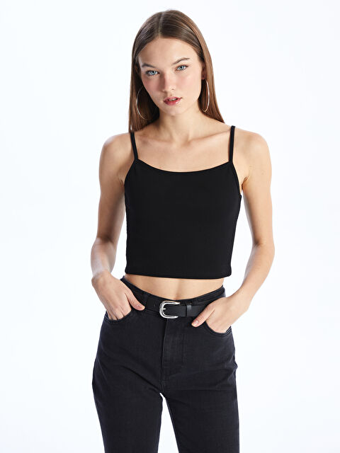 LC WAIKIKI U Yaka Düz Askılı Kadın Crop