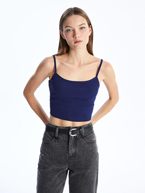 LC WAIKIKI U Yaka Düz Askılı Kadın Crop - S4I341Z8-RFH