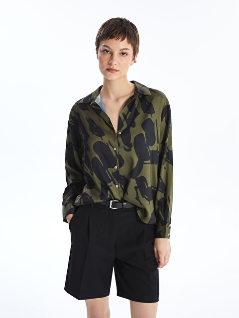 LCW Vision Desenli Oversize Saten Kadın Gömlek - S4I412Z8-LRR