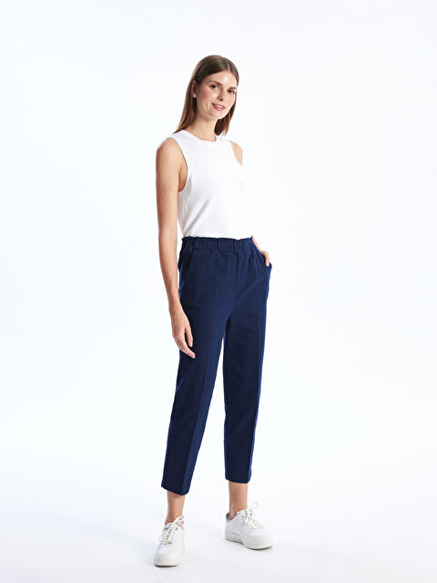 LC WAIKIKI Beli Lastikli Düz Gabardin Kadın Pantolon - S4I448Z8-RFH