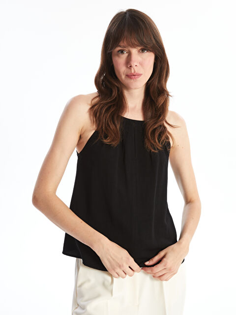 LCW Vision Halter Yaka Düz Keten Karışımlı Kadın Bluz - S4I469Z8-CVL