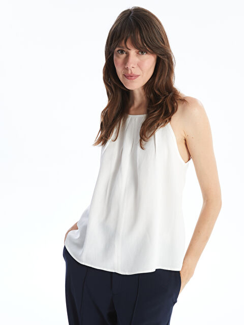 LCW Vision Halter Yaka Düz Keten Karışımlı Kadın Bluz - S4I469Z8-R9J