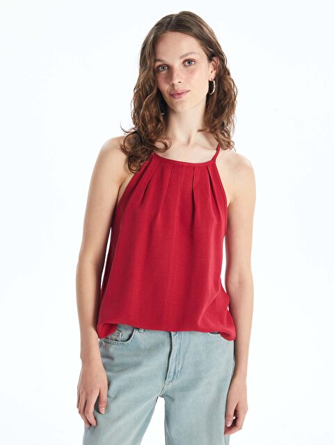 LCW Vision Halter Yaka Düz Keten Karışımlı Kadın Bluz - S4I469Z8-V27